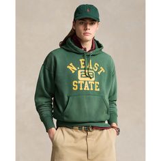 This cotton-blend-fleece sweatshirt is specially treated and printed to mimic the look of a well-worn favorite. It’s finished with a collegiate-inspired graphic at the front. Collegiate Logo Print Sweatshirt For Streetwear, Collegiate Top With Drawstring Hood For Sports Season, Fall Hoodie Sweatshirt With Logo Print, Cotton Sweatshirt With Logo Print For Game Day, Cotton Logo Print Sweatshirt For Game Day, Fall Logo Print Hoodie Sweatshirt, Collegiate Crew Neck Sweatshirt With Logo Detail, Throwback Cotton Sweatshirt With Graphic Print, Collegiate Crew Neck Top With Drawstring Hood