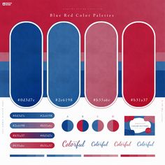 the color scheme for red, white and blue is shown in three different colors on this page