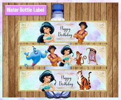 water bottle labels with disney princess characters on them for birthdays or any other occasion