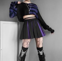 Purple Alternative Outfit, Purple And Black Outfits Grunge, Punk Outfits Purple, Purple Emo Clothes, Alternative Fashion Purple, Cute Pastel Goth Outfits Purple, Goth Gifts, E Girl Outfits, How To Impress