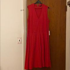 Never Worn! Sleeveless Red Dress, Fit N Flare, Deep V-Neck Keyhole In Front. Back Zip, Original Tags Fitted Red Sleeveless V-neck Dress, Red Fitted Sleeveless V-neck Dress, Red V-neck Sleeveless Casual Dress, Red Relaxed Fit V-neck Dress, Red V-neck Sundress With Ruffles, Element Dress, Black Bell Sleeve Dress, Eloquii Dress, Red Printed V-neck Sundress