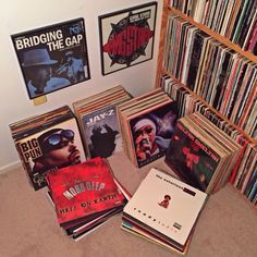 a room filled with lots of records and cds