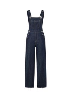 MO&Co. Women's Cotton Denim Overalls jumpsuit Features : - Adjustable suspender straps- Suspender denim flared leg jeans- A front bib pocket, side slant and rear patch pockets- Craftsman-inspired topstitching, and metallic enamel Code: MBC1JPS002The back length of size S is 106cmMATERIALS & CARE Material: 100% CottonGentle machine wash below 30°CDo not bleach, hang to dryTumble dry low, low ironDo not dry clean, do not expose to the sunMesh bags are washed separately, do not soakNote: Denim prod Overall For Women, 1980 Overalls, Suspenders Outfit Women, Dark Blue Overalls, Jean Overall Outfits, Denim Overalls Outfit, Overall Women, Jumpsuit Jean, Suspenders Outfit