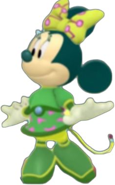 an image of a cartoon character with a green outfit and crown on her head,