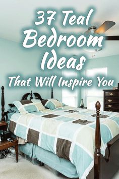 a bed room with a neatly made bed and a ceiling fan