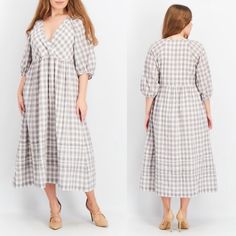 Madewell Plus Marianna Puff-Sleeve Midi Dress Plaid In Lavender Plaid Size 2x. New With Tags Color: Lavender Plaid Details To Love: A Faux-Wrap Bodice, Raglan Puff Sleeves And A Roomy Skirt With Delicate Pintucks. A Pretty, No-Fuss Style. Easy Fit. Falls 53" From High Point Of Shoulder (Based On Size 2x). Cotton. Do Well: We Partner With The Better Cotton Initiative To Improve Cotton Farming Globally. Pockets. Machine Wash. Import. Item Nf983 Measurements Are Approximate Inches. Bust:24” Waist:2 Cotton Farming, Madewell Dresses, High Point, Plaid Dress, Pin Tucks, Puff Sleeves, Blue Purple, Madewell, Puff Sleeve