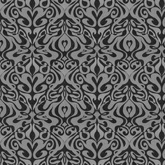 an abstract black and white pattern with swirls on the side, in shades of gray