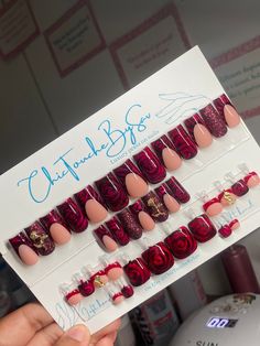 Main picture- medium square 40pc set IMPORTANT: if you order 20pc sets it will be 10 mail & 10 toes. if you order 40pc set it will be 20pc nails and 20pc toes. 40pc sets are more optimal if you don't know your sizes. 😊 ChicToucheBySav Press on nails are a high quality alternative to expensive salon nails. They are durable, don't chip, last long, and look amazing all in one. The dupe to salon quality nails.  Why spend hundreds of dollars on a acrylic set when you can mix, match and style ones of Salon Nails, Press On, Acrylic Set, Nail Buffer, Fall Nails, Glue On Nails, Rose Petals, Nail Salon, Toe Nails