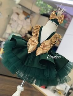 Esmeralda Dress, Green And Gold Dress, Handmade Girls Dress, Dress Emerald Green, Dress Birthday Party, Combination Dresses, Dress Birthday, Dress Knee Length, Dress Picture