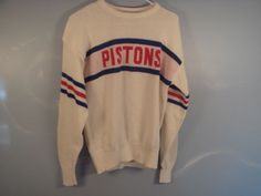 NOS Vintage Cliff Engle Sweater Detroit Pistons Size M #DetroitPistons Detroit Pistons, Graphic Sweatshirt, With Confidence, Confidence