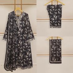 "Brand New with tags Agha Noor Original 💯  3 Piece Embroidered Cambric Cotton Shirt Pant & Dupatta  Shirt:Embroidered Cambric Cotton Pant:Embroidered Cambric Dupatta:Printed Chiffon With Lacing Size:Xs Small Medium & Large XS Chest:37\" Small Chest:39\" Medium Chest:40\" Large Chest:44\" Shirt Length:44\" Pant Length:37\" ❌No Return or Exchange❌ ➡️Feel free to message us if you need more pictures, measurements and details about the dress." Elegant Cotton Sets With Chikankari Embroidery, Unstitched Black Cotton Sets, Traditional Black Lawn Suit For Spring, Unstitched Elegant Cotton Palazzo Set, Black Cotton Sets With Chikankari Embroidery, Black Cotton Lawn Suit For Summer, Cotton Long Sleeve Pant Set For Eid, Long Sleeve Cotton Pant Set For Eid, Cotton Unstitched Suit With Floral Embroidery And Long Sleeves