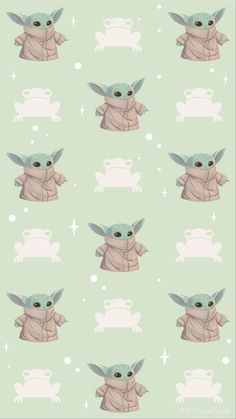 the baby yoda pattern is shown in pastel green, with white stars on it