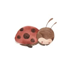 a watercolor drawing of a ladybug sleeping on top of it's shell