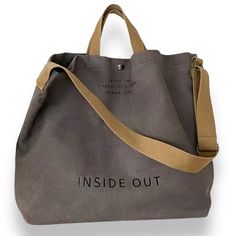 Simply Delicious! >Gray< Inside Out Bag. Extra Large 100% Cotton Bag W/Handles And Adjustable Shoulder Straps. Perfect For All Seasons. Heavy Canvas. Snap Closure. Very Well Made. Flat Bottom. See Photos. Color: Gray Width: 14.96” Length: 14.56” Depth: 5.51” The Workhorse Of A Bag! And Oh So Useful! Ps: Also Available In Tan And Beige. See Other Listings. Thank You For Visiting My Closet! Pet Loving Home. Questions? Leave A Comment Below! Thank You For Shopping My Closet! Waxed Canvas Tote Bag, Printed Canvas Tote Bag, Crossbody Bags For Travel, Simply Delicious, Trendy Handbags, Cheap Handbags, Stylish Shoulder Bag, Graphic Tote, Vintage Lettering