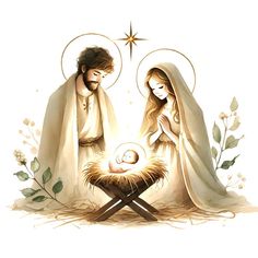 Jesus Born, Jesus In Manger, Jesus In The Manger, Manger Christmas, Jesus In A Manger, The Nativity Scene, Nativity Painting, The Star Of Bethlehem, Christian Art Print