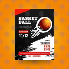 a basketball tournament poster on an orange background