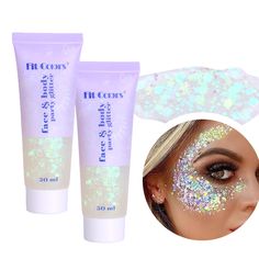 PRICES MAY VARY. MERMAID SEQUINS --- Our holographic white body glitter gel contains 50ml/pack.Large number of holographic sequins,mixing with fine and chunky glitter, the color and shine of the laser sequins vary with the perspective, like a rainbow EASY TO APPLY --- 1989 Singer Concerts body Chunky Glitter is a glitter body gel that is sticky, so you don't need to use glue when using it,save your makeup time.It can be used directly in the body wherever you want to decorate. Apply Glitter Gel t Glitter Face Paint, Paint Makeup, Face Glitter, Skin Gel, Glitter Face, Rave Accessories, Body Gel, Mermaid Sequin, Glitter Flake