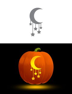 a pumpkin with the moon and stars on it