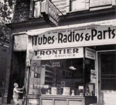 an old black and white photo of a tube's radio & parts store in the 1950's