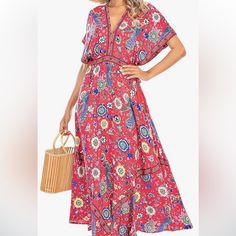 Nwt. Purchased From Amazon But Missed Return. Gorgeous, Lightweight Fabric And Flattering Shape. Smoke Free Home. Bohemian Maxi, Bohemian Maxi Dress, Lightweight Fabric, Lady In Red, Colorful Dresses, Maxi Dress, Red, Fabric, Women Shopping