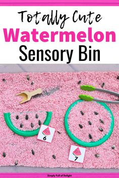 watermelon sensory bin - rice, scoops, seeds, and green paper plates Watermelon Activities, Picnic Activities, Watermelon Crafts, Watermelon Theme, Picnic Theme, Summer Preschool