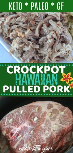 crockpot hawaiian pulled pork recipe with text overlay