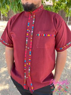 Beautiful traditional Mexican button down shirt for men is not only beautiful, elegant but refreshing for a sunny day . Perfect for any occasion or fiesta/Mexican theme party, wedding, beach day etc Fiesta Theme Party For Men, Traditional Multicolor Summer Shirt, Traditional Fitted Summer Shirt, Fitted Traditional Summer Shirt, Traditional Red Summer Shirt, Casual Red Shirt For Festivals, Fiesta Theme Party Outfit, Mexican Theme Party Outfit, Mexican Shirts For Men