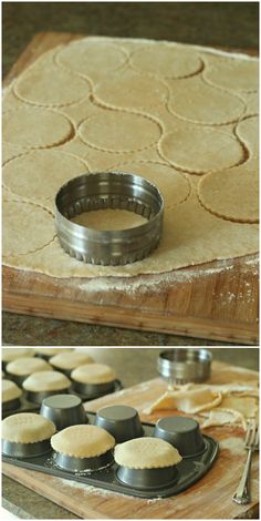 an image of dough being made in the kitchen and then rolled out to bake