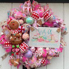 a wreath made out of candy and candies