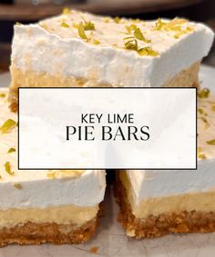 key lime pie bars stacked on top of each other with the words key lime pie bars above them