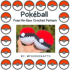 two crocheted pokeballs in red and white