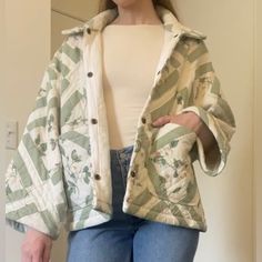 Love This Piece - Handmade From A Personally Selected Quilt. No Flaws, Just Simply Does Not Get Worn Enough For How Beautiful It Is! See Photos For Measurements And Make An Offer! Jacket Ideas, Quilt Coat, Quilt Jacket, Jacket Pattern, Line Jackets, Quilted Jacket, Cloak, Sewing Ideas, How Beautiful