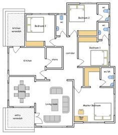 the floor plan for an apartment with two bedroom, one bathroom and another living room