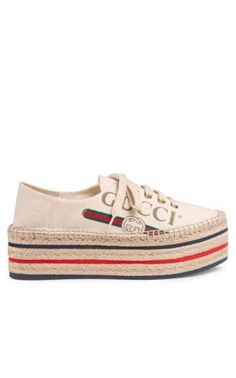 Logo Platform Espadrilles Gucci Gucci Vintage, Gucci Logo, Logo Vintage, Platform Espadrilles, Buy Gucci, Leather Espadrilles, Luxury Women Fashion, Home Logo, Boots And Sneakers