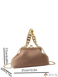 BirdinBag - Chic Khaki Square Bag with Chain Strap and Kiss Lock Closure Beige Crossbody Evening Bag With Chain Strap, Beige Shoulder Bag With Chain Strap For Evening, Trendy Beige Clutch With Chain Strap, Beige Chain Strap Shoulder Bag For Evening, Chic Handheld Bag With Chain, Chic Handheld Bag With Chain Detail, Beige Chain Shoulder Bag For Formal Occasions, Formal Beige Shoulder Bag With Chain Detail, Formal Beige Shoulder Bag With Chain