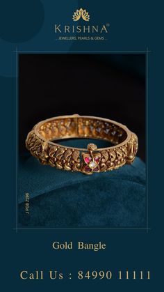 Antique Gold Bangle, Indian Bridal Jewelry, Bangle Design, Gold Temple Jewellery, Arm Jewelry