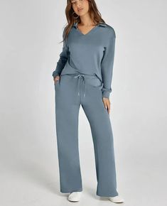 Sweat Sets, 2 Piece Sets, Travel Wishlist, Sell Out, Set Outfit, Outfits Casual, Women Set, High Low Hem, Dusty Blue