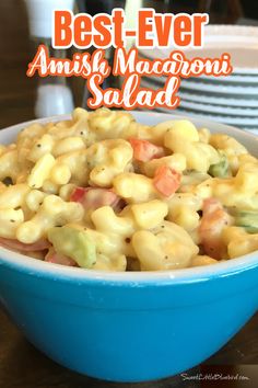 BEST-EVER AMISH MACARONI SALAD Kfc Macaroni Salad Recipe, Award Winning Macaroni Salad, Cold Mac And Cheese Salad, Cheesy Macaroni Salad, Sweet Amish Macaroni Salad, Dinner Salad Ideas, Amish Macaroni Salad Recipe, Healthy Salad Recipes For Dinner, Hutterite Recipes