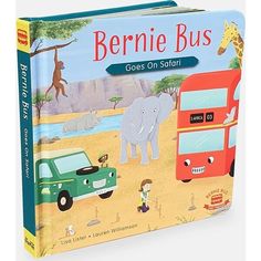 a children's book with an elephant and bus on the cover