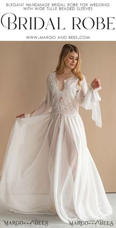 Robe For Bride, Lingerie For Bride, Bride Dressing Gown, Tulle Maternity Dress, Silk Robe Long, Lace Bridal Robe, Gown Bridesmaid, Luxury Robes, Luxury Brides