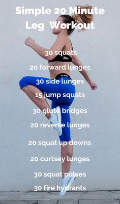 a woman in blue leggings is standing on one leg with the words, simple 20 minute leg workout