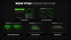 the neon titan stream package is shown in black and green colors, with text that reads neon