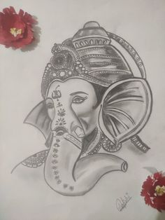 Ganesha's love is a source of strength and inspiration. Ganesh Drawing, Ganpati Drawing, Pencil Sketches Landscape, Ganesha Sketch, Ganpati Songs, Pencil Sketches Easy, Disney Character Drawings, Ganesha Drawing, Ganpati Bappa Morya