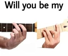 two hands are playing an electric guitar with the caption will you be my?