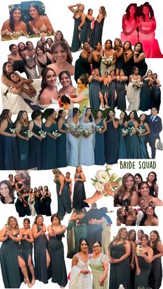 the collage shows many different types of people in their wedding gowns and dresses