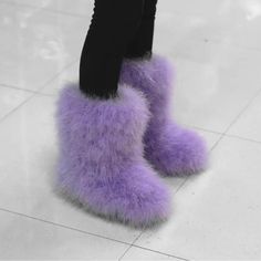 Furry Boots Fur Boots Outfit, Winter Shoes Boots, Casual Pumps, Warm Snow Boots, Womens Ugg Boots, Genuine Leather Boots, Winter Ankle Boots, Warm Shoes, Warm Boots