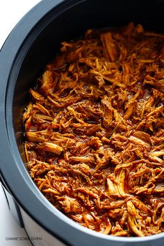 the food in the slow cooker is cooked and ready to be eaten for consumption