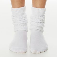 Aws/American Made Slouch Scrunch Socks Knee High Cotton Socks Shoe Size 9-11, New And Unworn! Thick White Socks, White Scrunch Socks, White Slouch Socks, White High Socks, Ankle White Socks, Christmas List Items, Slouchy Socks, Scrunch Socks, Socks Knee High