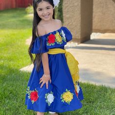 Cotton Fabric With Elastic In The Waist And Arms Include Rebozo And Crinoline Mexican Dresses For Kids, Girl Silk Dress, Floral Spaghetti Strap Dress, Mexican Birthday, Girls Sweater Dress, Mexican Outfit, Mexican Dress, Rompers For Kids, Mexican Dresses