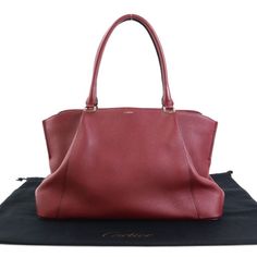 Brand Cartier Style Shoulder Bag Color Red Material Leather Size [Inch] W:15.9inx H:10.0inx D:6.3in Handle Length:19.7in Size [Cm] W:40.5cmx H:25.5cmx D:16cm Handle Length:50cm Specifications Zipper Closure Pocket [Outside] *1 Pocket [Inside] *2 Pocket Comes With Dust Cover Sku Number 99745g Condition Condition Rank Outside Ab There Are Some Scrapes And Cigarette Smell On The Surface Logo And Corners, And Some Torn Parts On The Inside, But It Can Still Be Used. Inside Ab Rank N New S Like New Or High-end Red Business Bag, Business Burgundy Bags With Palladium Hardware, Classic Burgundy Bag With Dust Bag Included, Classic Burgundy Bag With Dust Bag, Classic Burgundy Bag, Luxury Burgundy Office Bag, Designer Burgundy Satchel For Evening, Modern Burgundy Bags For Formal Occasions, Red Business Bags With Palladium Hardware